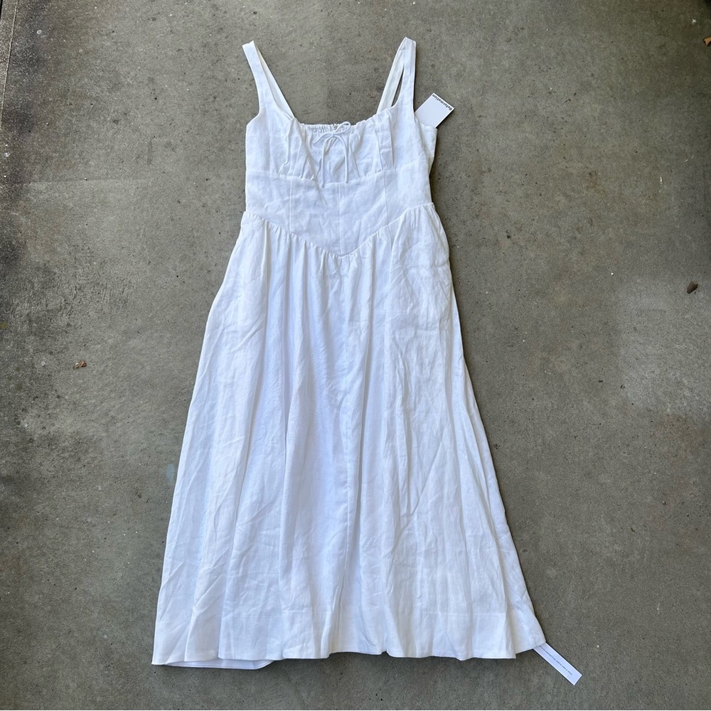 Reformation Balia White Linen Dress Size 12 NWT